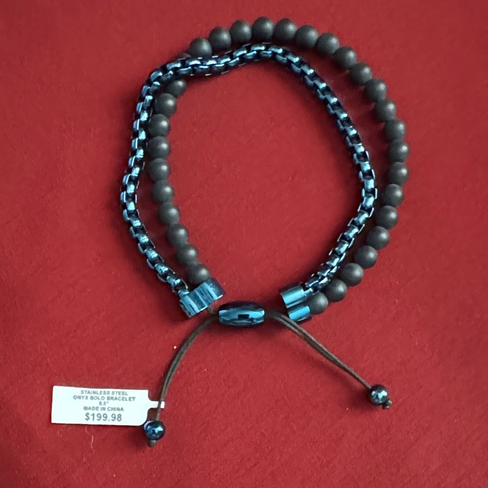 Blue and Black Beaded Bracelet